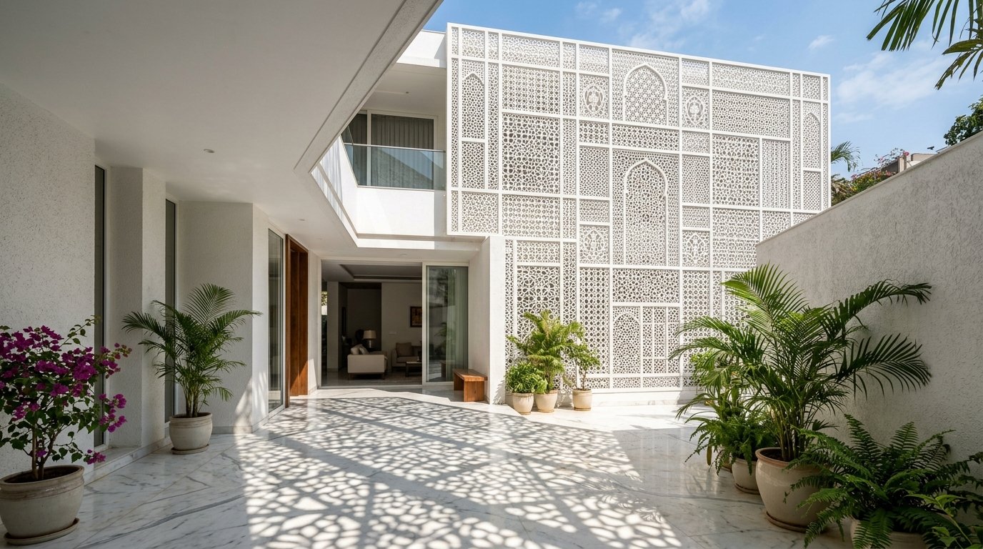 White Cement GRC Jali Screen